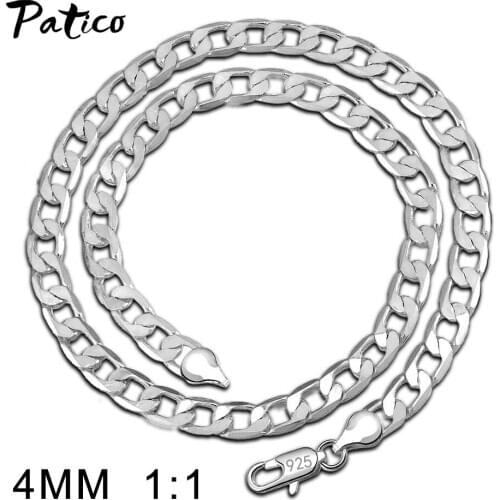 Top Brand 925 Sterling Silver Link Chain Necklaces Jewelry For Women Party Gift 4 mm Thickness Length 16 18 20 24 Inches