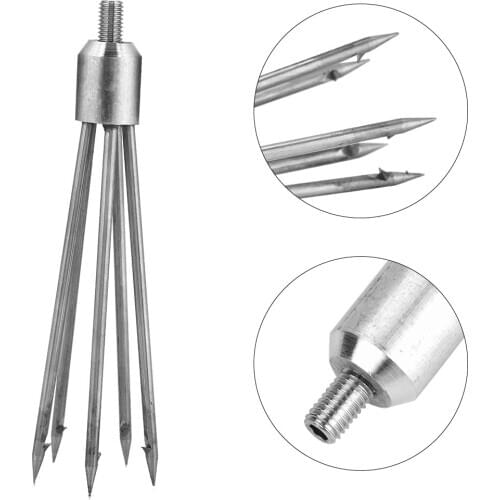 Barbs Diving Harpoon Fish Spear Fork Fishing Ice Breaker Drill Tackle Box tool Fishing Accessory New 5 Prong Stainless Steel