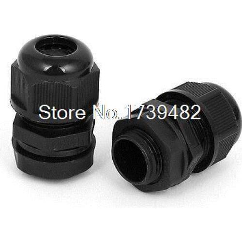 2 Pcs Black 2 Seal Holes Waterproof Cable Lead Glands Joint Connector M20 x 1.5