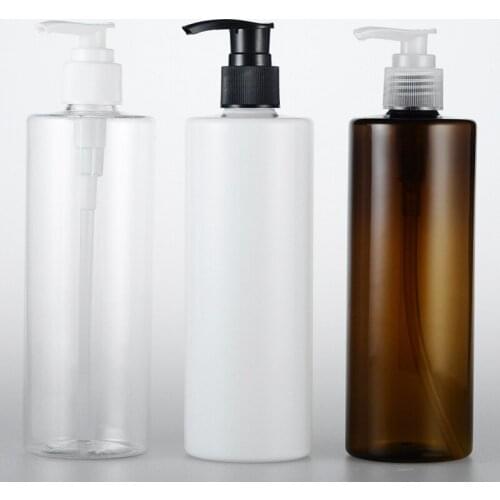 20pcs 350ml High Quality White brown clear plastic bottle travel shampoo shower gel liquid soap container bottle