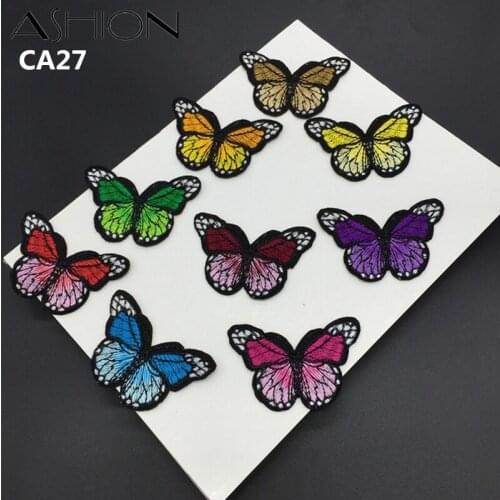 20 PCS 31.5X22CM colorful lace butterfly applique patch embroidered stage cheongsam clothes diy accessories LP-CA27