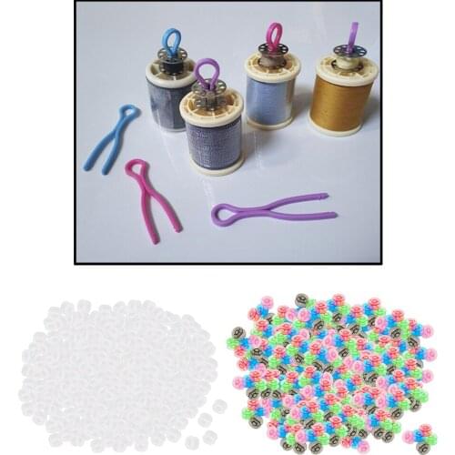 200Pcs Empty Bobbins Transparent Plastic Sewing Machine Bobbins Spools Home Sewing Machine Parts Thread Organizer
