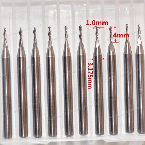 3.175mm*1.0mm*4mm,Freeshipping CNC solid carbide End Mill,tungsten 2 flutes ball nose router bit,wood tool,Relief Milling Cutter