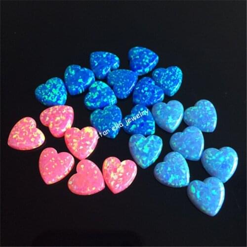 30pcs/lot 10mm Full Drilled Dark Blue Pink Synthetic Fire Opal Heart Beads Opalo Love Heart Beads for DIY Jewelry
