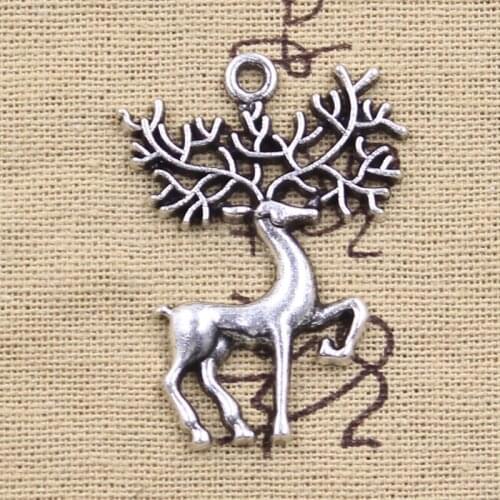 5pcs Charms Christmas deer elk 40x30mm Antique Silver Pendants DIY Necklace Crafts Making Findings Handmade Tibetan Jewelry