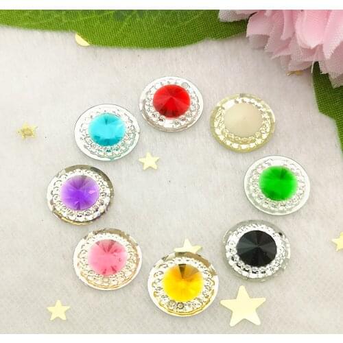 60Pcs 12mm Round Resin Flatback Rhinestone Scrapbook Crafts