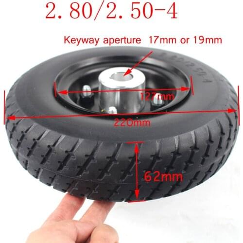 9 Inch Wheel with Hub 2.80/2.50-4 Electric Scooter Trolley Trailer Solid Wheel Without Inner Tube Tyre and Wheelchair Solid Tire