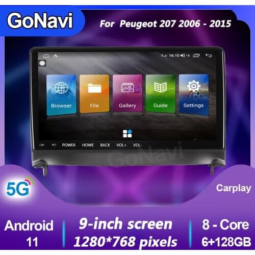GoNavi Android 11 Car Radio For Peugeot 207 Auto Central Multimedi Gps Navigation bluetooth Dvd Player receiver MP5 2006-2015