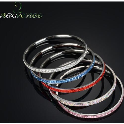 Nextvance Stainless Steel Birthstone Charm Bracelet Multi-color Rhinestone Bangles for Women Birthday Gift L-B15