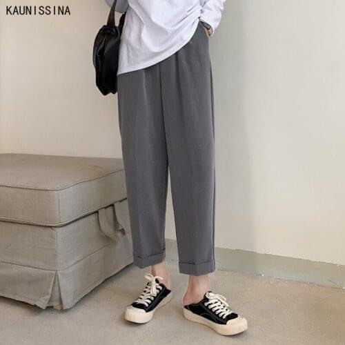 Autumn Harem Pants For Women Vintage Womens Blazer Trousers Ladies Streetwear Casual Loose Female Pockets Elastic Waist Pant
