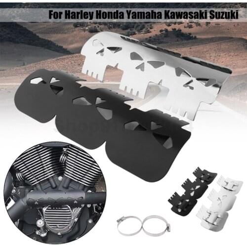 Black /Chrome Motorcycle Curved Exhaust Muffler Pipe Heat Shield Cover Guard For Harley For Honda For Yamaha Custom Universal