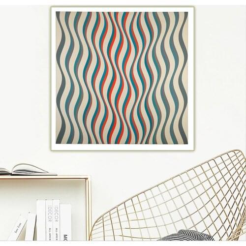 Citon Bridget Riley《Revised White》Canvas Art Oil Painting Artwork Poster Picture Wall Hanging Decorations Home Living Room Decor