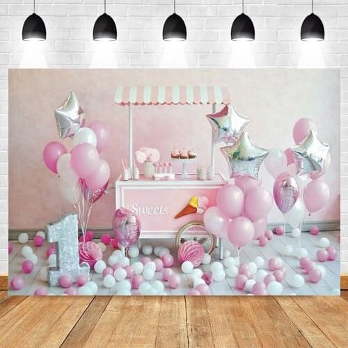 Yeele Ice Cream Cart Pink Balloon Sweet Princess Birthda Backdrop Photography Background Photo Studio Photozone Photophone Prop