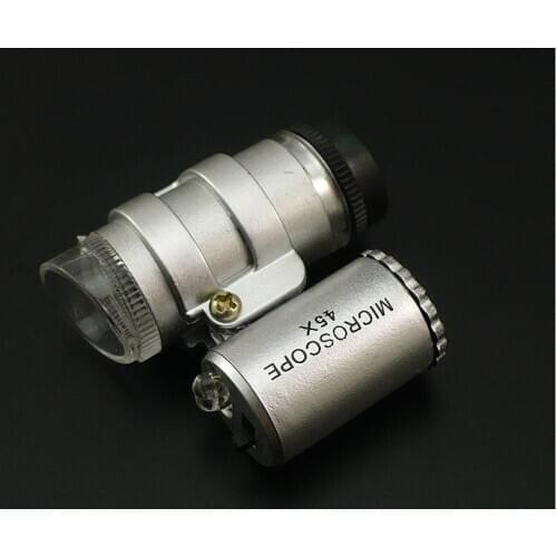 Study 60-fold Microscope LED Banknote Check Purple Light Portable Microscope with Lamp Magnifier Equipment Maintenance Magnifier