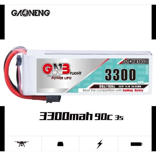 Gaoneng GNB 3300mAh 3S 90C 11.1V Lipo Battery XT60 XT90 T Plug Fixed Wing Vehicle Model Ship High Performance Lithium Battery