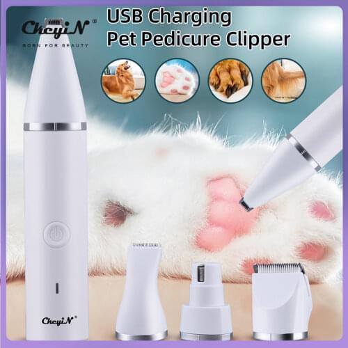 CkeyiN 4 In 1 Hair Cutting Machine Professional Dog Hair Trimmer Cordless Pets Electric Hair Clipper Grooming Kit Nail Scissors