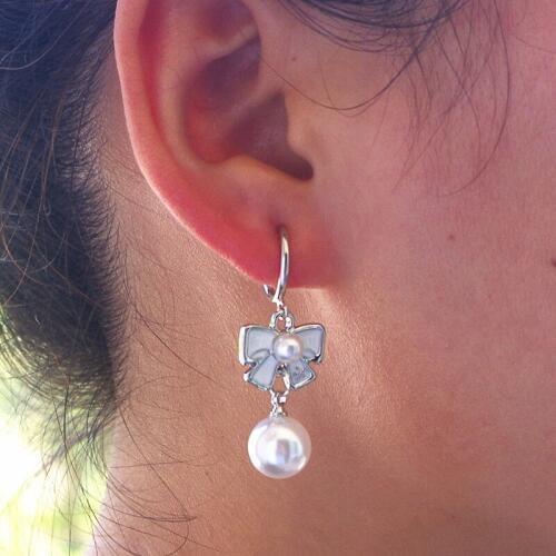 Cute White Black Bowknot Pearl Earrings No Pierced Ear Clip Ear Cuff Fashion Jewelry For Women No Hole Clip On Earrings Gifts