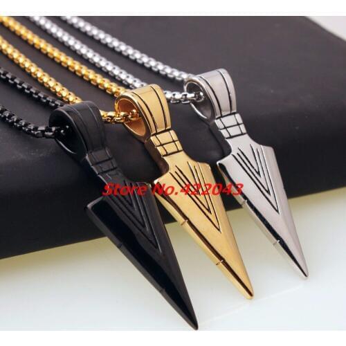 Fashion Mens Necklaces Stainless Steel Vintage Spearhead Arrowhead Pendant Necklace for Men Special Surf Bike Chocker Jewelry