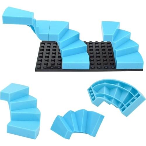 MOC Parts Assembles Particles Left Staircase Stairs 6x6x4 Building Block Toys For Kids Compatible with 28466 Educational Bricks