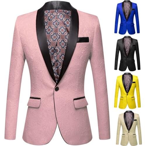 Fashion Red pink black white blue Mens Patterned Suit Slim Fit Groomsmen Tuxedos Blazers For Wedding shawl collar suit Jacket