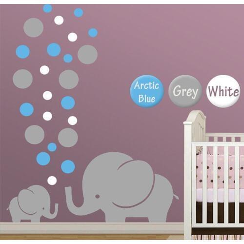 Elephant Wall Decals Elephant Polka Dot Wall Stickers For Kids Rooms Baby Nursery Bedroom Decoration Wall Tattoo Art Decor A492