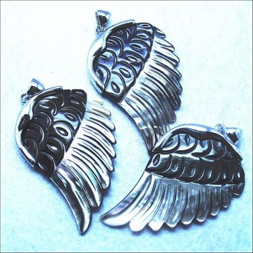 Natural black shell pendants with carving wings charms women pendants diy saltwater shell top fashion collections