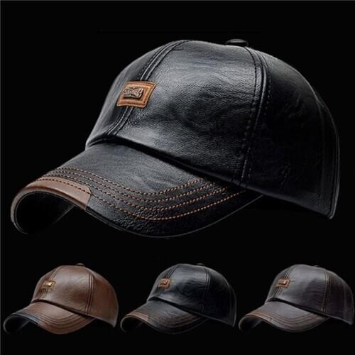 New Baseball Cap Casual Fashion Hat Autumn And Winter Plus Velvet Cap Leather Comfortable Baseball Cap For Men