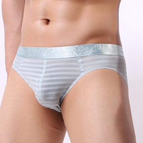 2021 New Sexy Breathable Thin Panties Black Men Mesh Transparent See Through U-convex Underwear Seamless Lingerie Gay Wear Pants