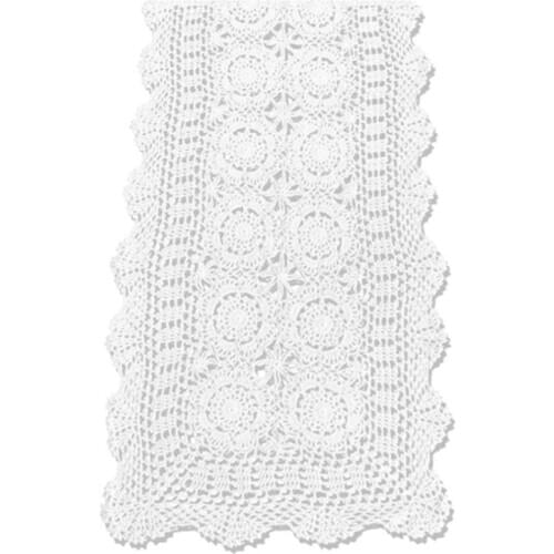 New Cotton Handmade Crochet Lace Table Runner White Rectangle Coffee Table Dresser Decor