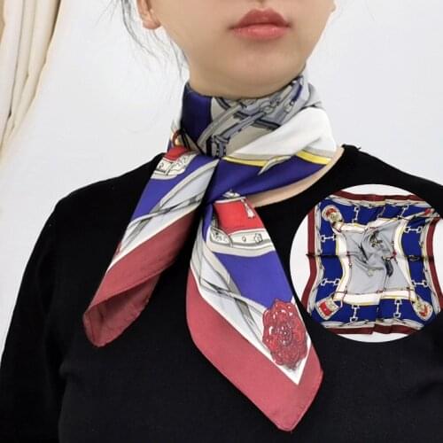 New 2020 Women Silk Scarf Square Headband Foulard Lady Shawls Wraps Print Office Small Neck Scarves Kerchief Bandana Pashmina