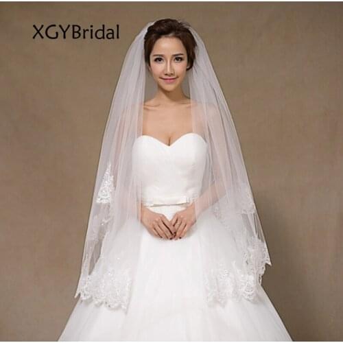 New Arrival Long Waist Bridal Veils 1 Meter Double Layer Can Be Masked Soft Yarn Lace Wedding Dress Accessories With Hair Comb