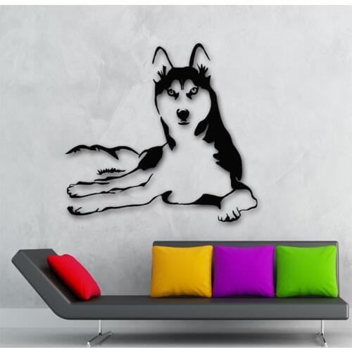 New Arrival Husky Dog Animals Vinyl Decal Pets Hospital Shop Window Decor Glass Sticker Dog Cat Wall Sticker For Room 55x55cm