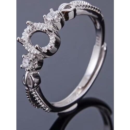 4mm*6mm gemstone100% real 925 silver ring setting for jewelry DIY blank sterling silver ring base jewelry making supplier