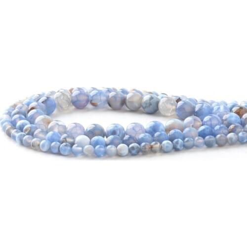 Wholesale Blue Fire Agates Round Beads For Jewelry Making Natural Stone Beads Onyx DIY Necklace Bracelet Jewellery 15''6/8/10mm