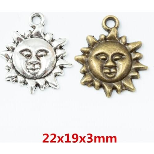 35 pieces of retro metal zinc alloy sun pendant for DIY handmade jewelry necklace making 6786