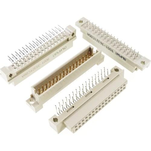 5pcs DIN 41612 Connector Dual Row 32 Pin Receptacle Female Socket Right Angle Through Hole PCB 2x16 32 Pin 2.54 mm pitch