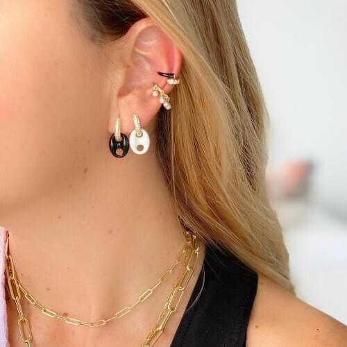 Colorful Rainbow Charm hoop earring for women girl multi piercing Gold color Fashion jewelry