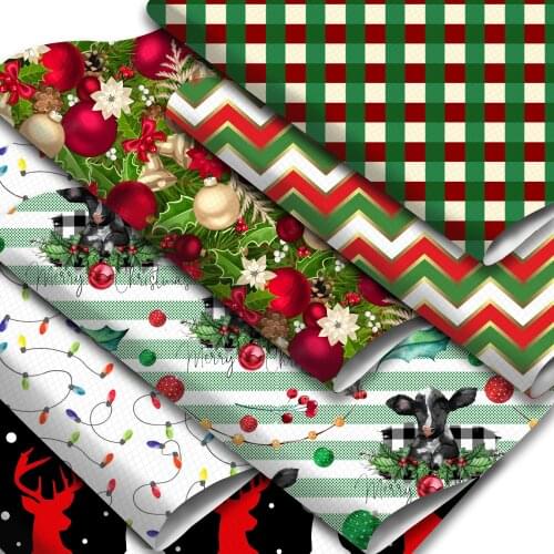 Christmas Theme Faux Leather Sheets Giraffe Santa Claus Printed Synthetic Leather Fabric 20x33cm for DIY Earrings Hair Bows