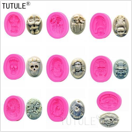 Hand flexible fondant mold,Chocolate Mold Kitchen Bake,Human head floating sculpture silicone mold,Pirate Themed Silicone Mold