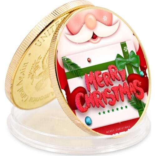 Happy Christmas Souvenir Coin US Challenge Coin for Family Gifts Gold Coin for Collection