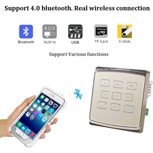 Smart Home Theater Bluetooth Amplifiers Board Audio Wall Mount and Mini Amplificador Music Host with USB/SD Card for 2-8 Speaker