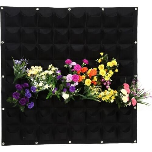 64 Pockets Vertical Garden Growing Bag Wall Hanging Planter Fit For Planting Flowers Strawberries Vegetables Foliage Plants