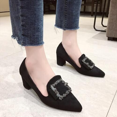 Spring hollow coarse sandals high-heeled shallow mouth pointed pumps shoes women Female sexy high heels large size mujer U14-95
