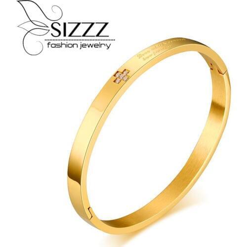 SIZZZ European and American style popular 6MM stainless steel zircon bracelet&bangles for women