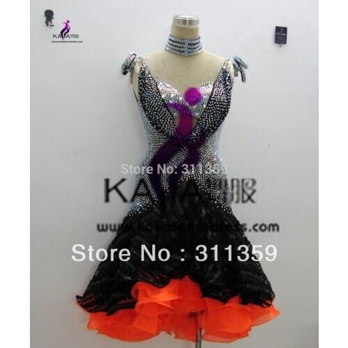 KAKA-L130390,Women Latin Dance Wear,Girls Salsa Competition Fringe Dress Tango Samba Rumba Chacha Dance Dress,Latin Dance Dress