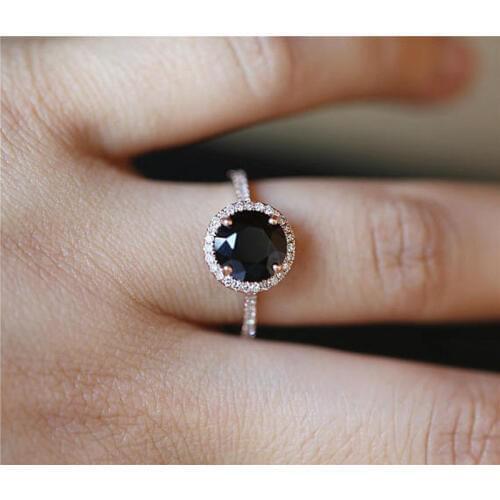 Fashion vintage black Rings for women Rrendy retro Zircon Stone Ring Classic rhinestone filled Finger Rings girl female gift