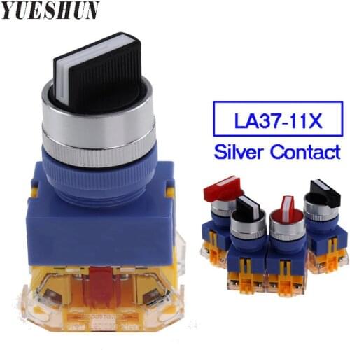 1 pcs 22MM LAY37 2 position rotary switch 3 position selector latching black red push button switches Y090 lay7