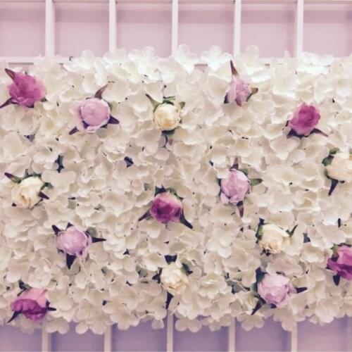 10PCS 40cm*60cm Artificial silk white rose with Hydrangea flower wall wedding decoration home decor party flowers wall