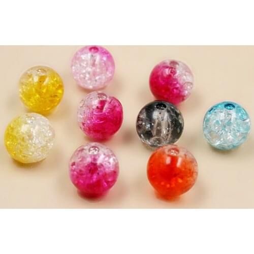 200pcs/lot 8mm Dia Two-Tone Mixed Colours Crackle Round Shape Loose Spacer Acrylic Beads for Jewelry