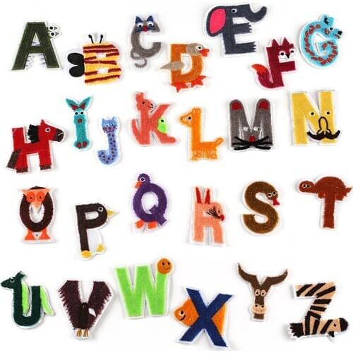 2021 New Electric Embroidery Cloth Sticker 26 English Letters Embroidery Adhesive Patch Cartoon Animal